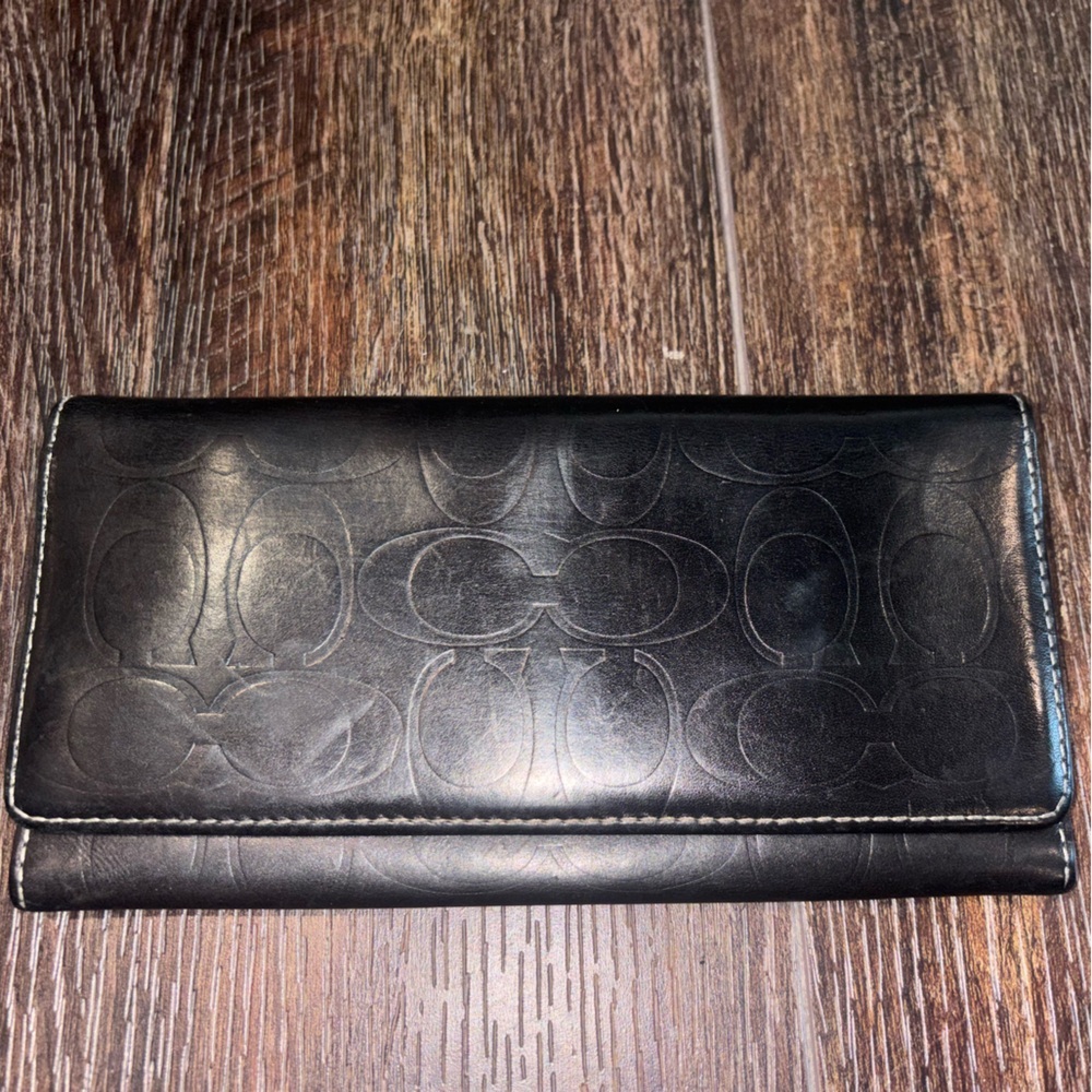 Coach Leather logo Long Wallet - Black